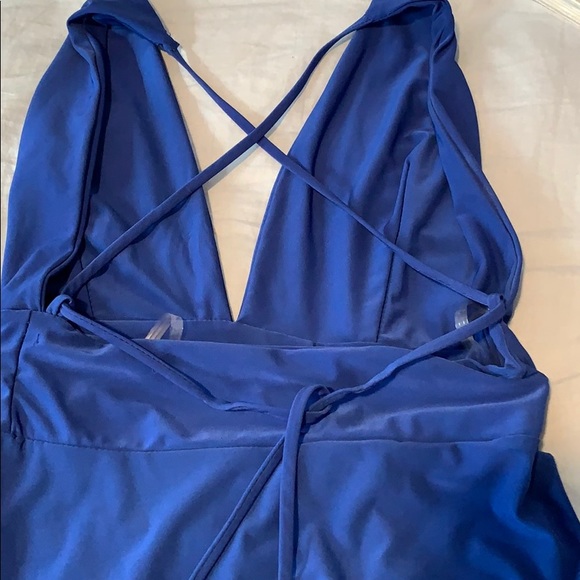 Royal Blue Long Dress with Slit - Picture 4 of 7